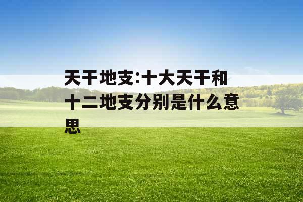 天干地支:十大天干和十二地支分别是什么意思