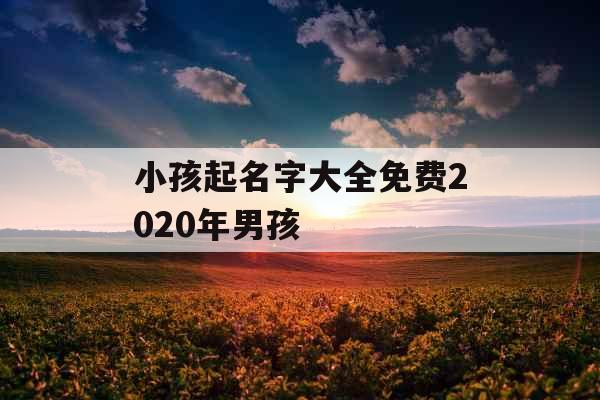 小孩起名字大全免费2020年男孩