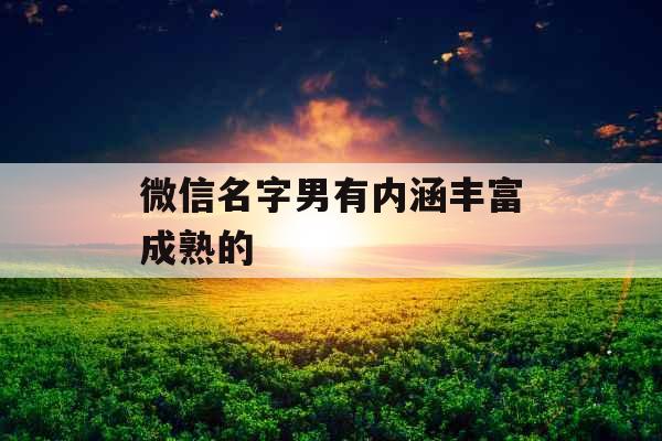 微信名字男有内涵丰富成熟的