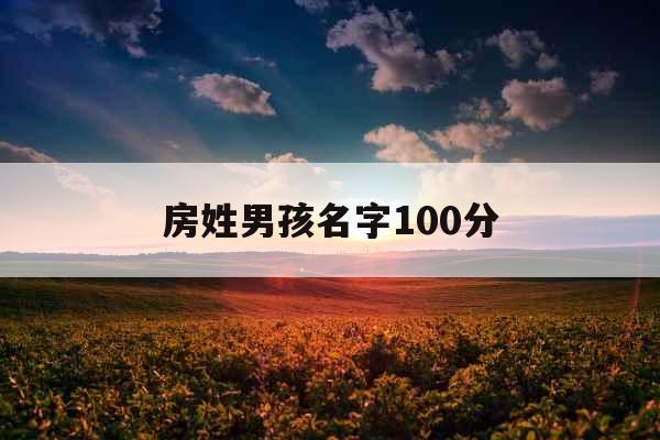 房姓男孩名字100分