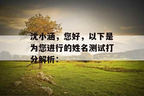 沈小涵，您好，以下是为您进行的姓名测试打分解析：