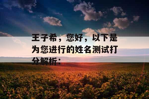 王子希，您好，以下是为您进行的姓名测试打分解析：