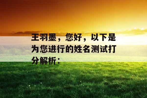 王羽墨,您好,以下是为您进行的姓名测试打分解析: 王羽墨,您好,以下是为您进行的姓名测试打分解析: