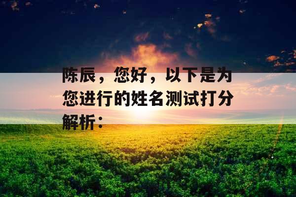 陈辰，您好，以下是为您进行的姓名测试打分解析：