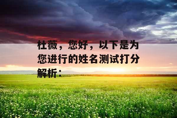 杜薇，您好，以下是为您进行的姓名测试打分解析：