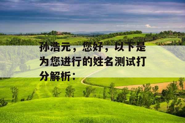 孙浩元，您好，以下是为您进行的姓名测试打分解析：