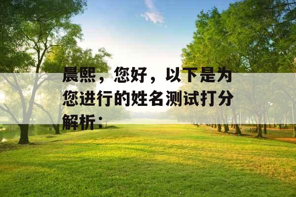 晨熙，您好，以下是为您进行的姓名测试打分解析：