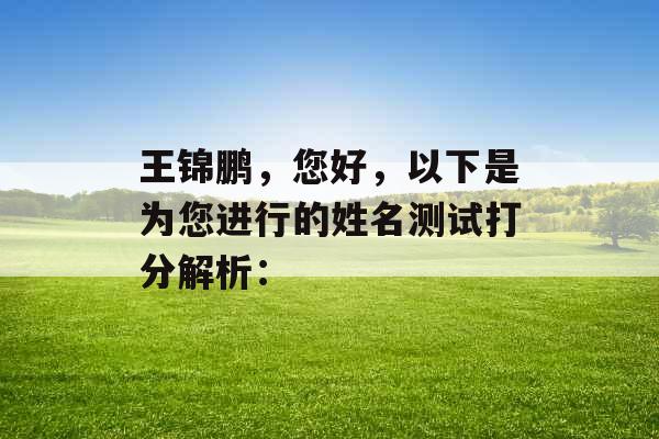 王锦鹏，您好，以下是为您进行的姓名测试打分解析：