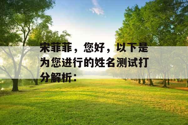 宋菲菲，您好，以下是为您进行的姓名测试打分解析：