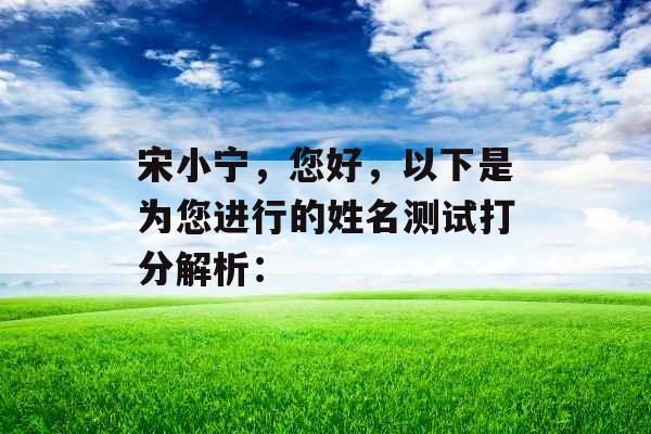 宋小宁，您好，以下是为您进行的姓名测试打分解析：