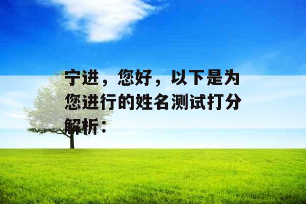 宁进，您好，以下是为您进行的姓名测试打分解析：