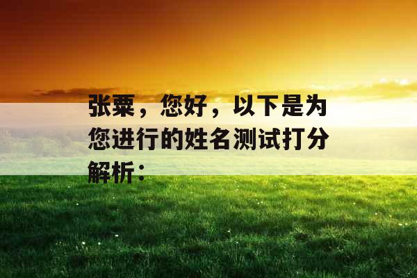 张粟，您好，以下是为您进行的姓名测试打分解析：