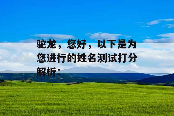 驼龙,您好,以下是为您进行的姓名测试打分解析: 驼龙,您好,以下是为您进行的姓名测试打分解析: