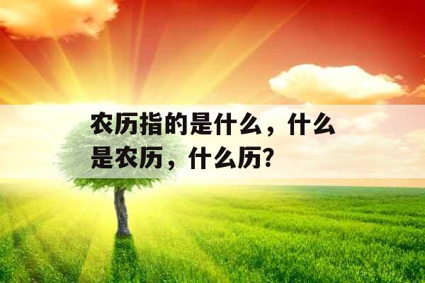 农历指的是什么，什么是农历，什么历？