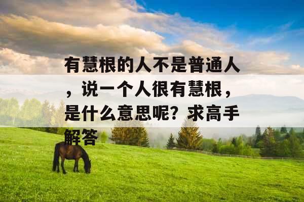 有慧根的人不是普通人，说一个人很有慧根，是什么意思呢？求高手解答