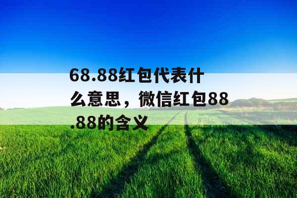 68.88红包代表什么意思，微信红包88.88的含义