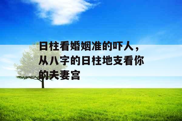 日柱看婚姻准的吓人，从八字的日柱地支看你的夫妻宫