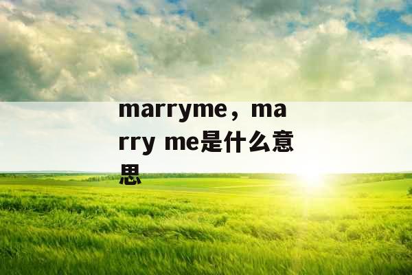 marryme，marry me是什么意思