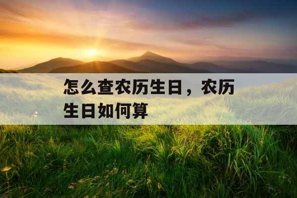 怎么查农历生日，农历生日如何算