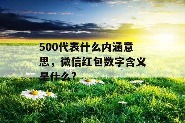 500代表什么内涵意思，微信红包数字含义是什么?