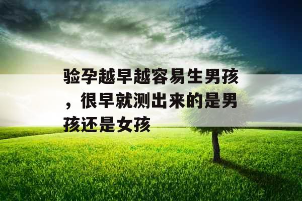 验孕越早越容易生男孩,很早就测出来的是男孩还是女孩 验孕越早越容易生男孩,很早就测出来的是男孩还是女孩