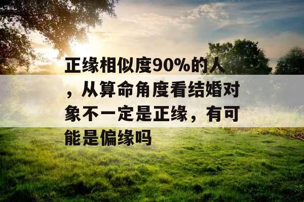 正缘相似度90%的人，从算命角度看结婚对象不一定是正缘，有可能是偏缘吗