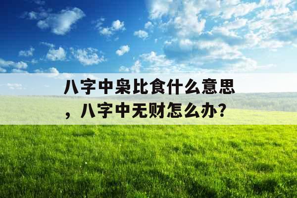 八字中枭比食什么意思，八字中无财怎么办？