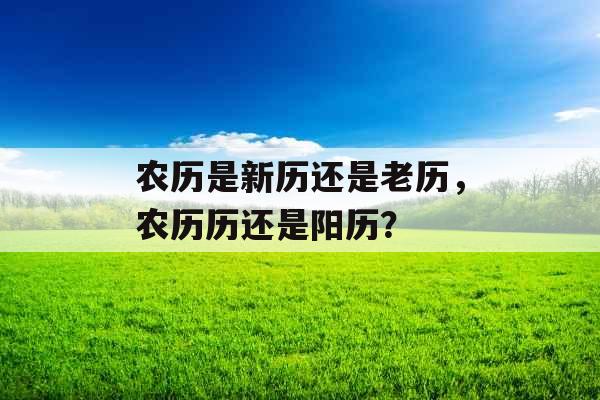 农历是新历还是老历，农历历还是阳历？