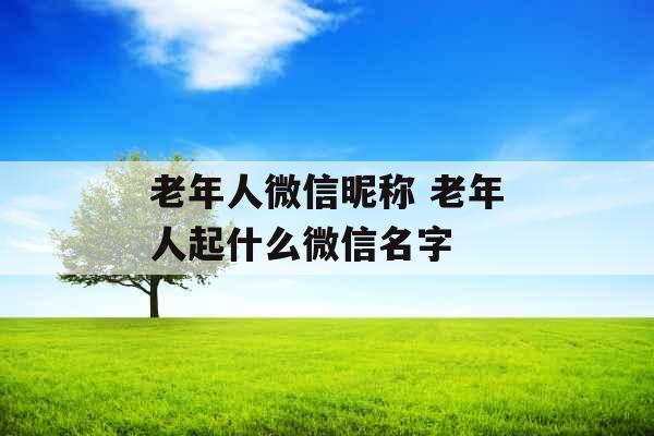 老年人微信昵称 老年人起什么微信名字