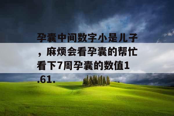 孕囊中间数字小是儿子,麻烦会看孕囊的帮忙看下7周孕囊的数值1.61. 孕囊中间数字小是儿子,麻烦会看孕囊的帮忙看下7周孕囊的数值1.61.