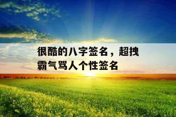 很酷的八字签名，超拽霸气骂人个性签名