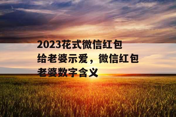 2023花式微信红包给老婆示爱，微信红包老婆数字含义