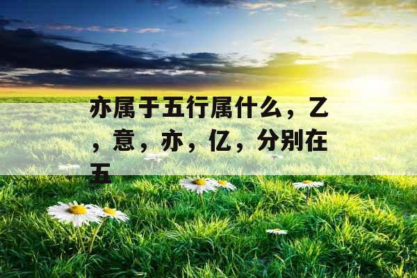 亦属于五行属什么，乙，意，亦，亿，分别在五