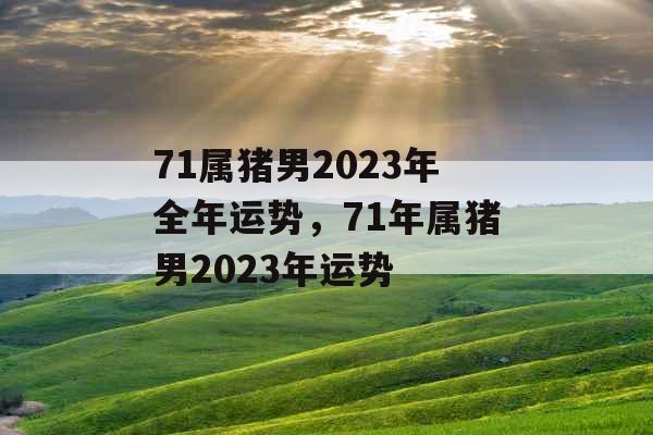 71属猪男2023年全年运势，71年属猪男2023年运势