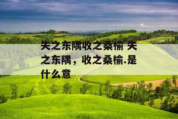 失之东隅收之桑榆 失之东隅，收之桑榆.是什么意