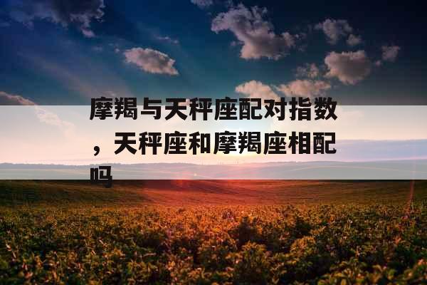 摩羯与天秤座配对指数，天秤座和摩羯座相配吗