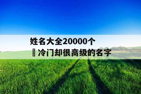 姓名大全20000个 冷门却很高级的名字