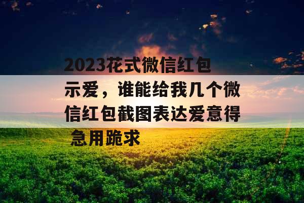 2023花式微信红包示爱，谁能给我几个微信红包截图表达爱意得 急用跪求