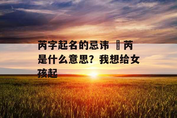 芮字起名的忌讳 璟芮是什么意思？我想给女孩起