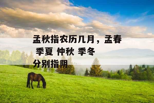 孟秋指农历几月,孟春 季夏 仲秋 季冬 分别指阴 孟秋指农历几月,孟春 季夏 仲秋 季冬 分别指阴