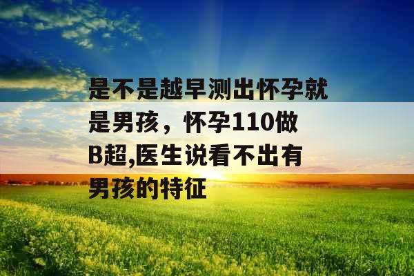 是不是越早测出怀孕就是男孩，怀孕110做B超,医生说看不出有男孩的特征