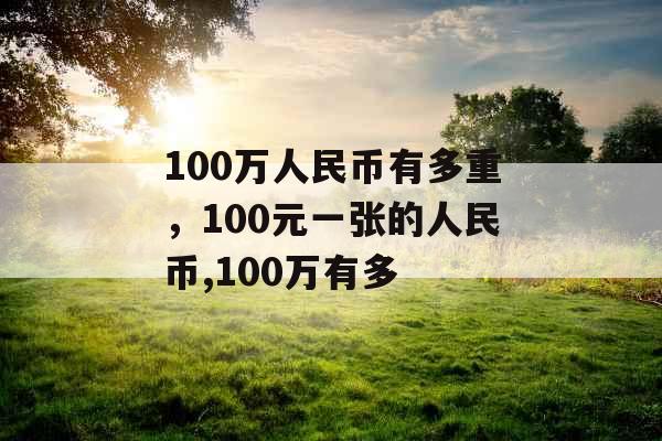 100万人民币有多重，100元一张的人民币,100万有多