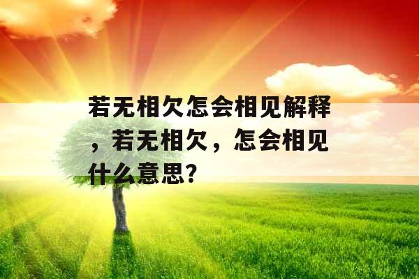 若无相欠怎会相见解释，若无相欠，怎会相见什么意思？