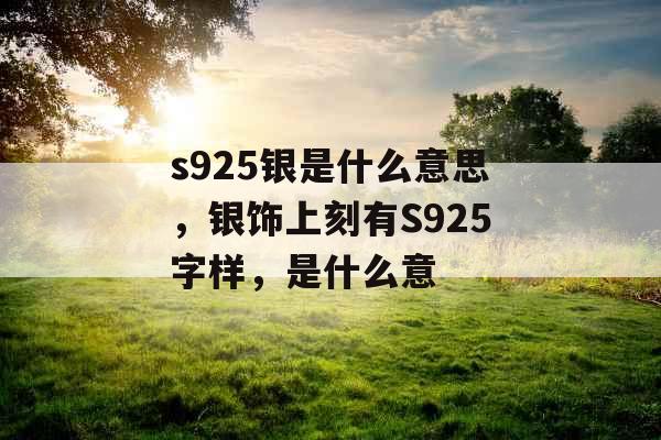s925银是什么意思,银饰上刻有S925字样,是什么意 s925银是什么意思,银饰上刻有S925字样,是什么意