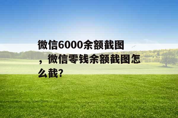 微信6000余额截图，微信零钱余额截图怎么截？