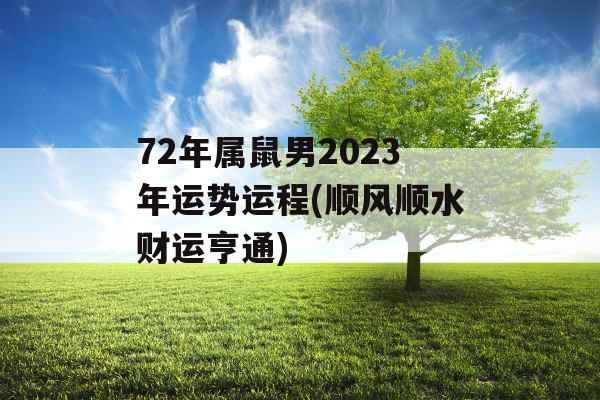 72年属鼠男2023年运势运程(顺风顺水财运亨通)