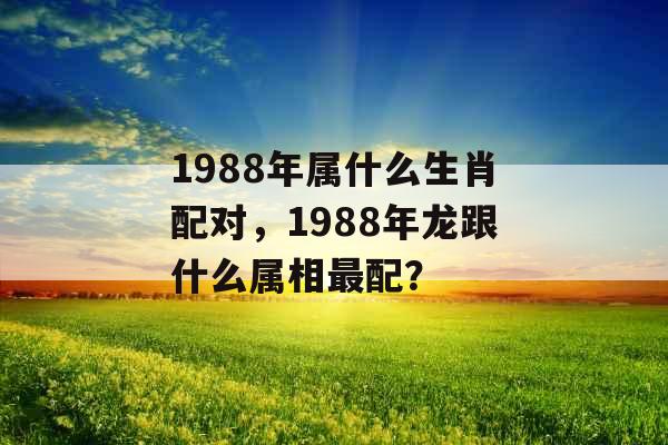 1988年属什么生肖配对，1988年龙跟什么属相最配？