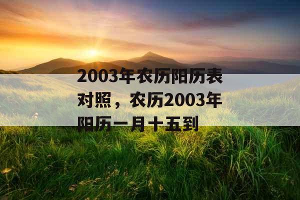 2003年农历阳历表对照，农历2003年阳历一月十五到