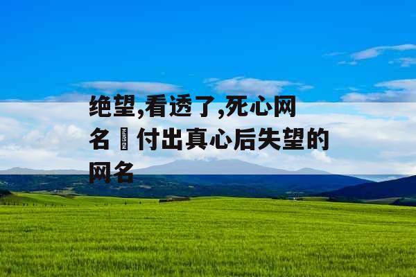 绝望,看透了,死心网名 付出真心后失望的网名