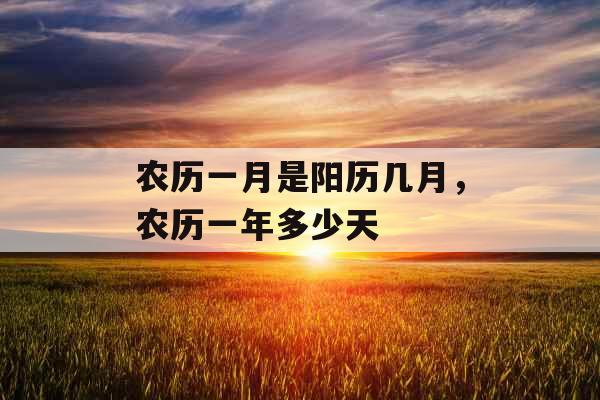 农历一月是阳历几月，农历一年多少天